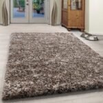 Hochflor Teppich, Meliert Design, Farbe Beige, Teppich für Wohnzimmer, Rücken aus Jute, Größe: 120 cm x 170 cm - Afbeelding 2