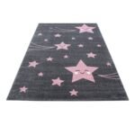 Kinder Teppich,  Sterne-Design, Farbe Pink, Teppich für Kinderzimmer, Rücken aus Jute, Größe: 120 cm x 170 cm - Afbeelding 3