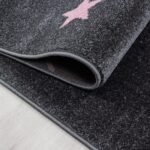 Kinder Teppich,  Sterne-Design, Farbe Pink, Teppich für Kinderzimmer, Rücken aus Jute, Größe: 120 cm x 170 cm - Afbeelding 5