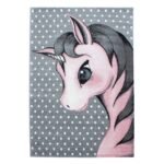 Kinder Teppich,  Einhorn-Design, Farbe Pink, Teppich für Kinderzimmer, Rücken aus Jute, Größe: 120 cm x 170 cm