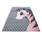 Kinder Teppich,  Einhorn-Design, Farbe Pink, Teppich für Kinderzimmer, Rücken aus Jute, Größe: 120 cm x 170 cm - Afbeelding 3