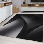 Kurzflor Teppich,  Ombre Design, Farbe Schwarz, Teppich für Wohnzimmer, Rücken aus Jute, Größe: 120 cm x 170 cm - Afbeelding 2