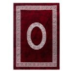 Kurzflor Teppich,  Mäander-Design, Farbe Rot, Teppich für Wohnzimmer, Rücken aus Jute, Größe: 120 cm x 170 cm