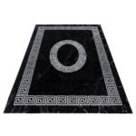 Kurzflor Teppich,  Mäander-Design, Farbe Schwarz, Teppich für Wohnzimmer, Rücken aus Jute, Größe: 120 cm x 170 cm - Afbeelding 3