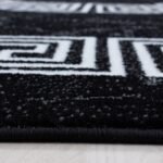 Kurzflor Teppich,  Mäander-Design, Farbe Schwarz, Teppich für Wohnzimmer, Rücken aus Jute, Größe: 120 cm x 170 cm - Afbeelding 4