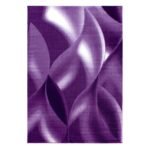 Kurzflor Teppich,  Abstrakt Wellen Design, Farbe Violett, Teppich für Wohnzimmer, Rücken aus Jute, Größe: 120 cm x 170 cm