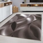 Kurzflor Teppich,  Abstrakt Wellen Design, Farbe Braun, Teppich für Wohnzimmer, Rücken aus Jute, Größe: 120 cm x 170 cm - Afbeelding 2