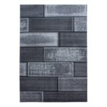 Kurzflor Teppich,  Steindesign, Farbe Schwarz, Teppich für Wohnzimmer, Rücken aus Jute, Größe: 120 cm x 170 cm