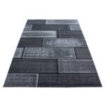 Kurzflor Teppich,  Steindesign, Farbe Schwarz, Teppich für Wohnzimmer, Rücken aus Jute, Größe: 120 cm x 170 cm - Afbeelding 3