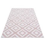 Kurzflor Teppich,  Geometrisch Design, Farbe Pink, Teppich für Wohnzimmer, Rücken aus Jute, Größe: 120 cm x 170 cm - Afbeelding 3