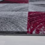 Kurzflor Teppich,  Kariert Design, Farbe Rot, Teppich für Wohnzimmer, Rücken aus Jute, Größe: 120 cm x 170 cm - Afbeelding 4