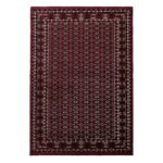Orient Teppich,  Orientalisch Design, Farbe Rot, Teppich für Wohnzimmer, Rücken aus Jute, Größe: 120 cm x 170 cm
