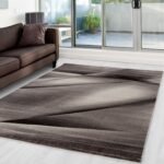 Kurzflor Teppich, Abstrakt Design, Farbe Braun, Teppich für Wohnzimmer, Rücken aus Jute, Größe: 120 cm x 170 cm - Afbeelding 2