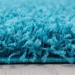 Hochflor Teppich,  Unicolor - Einfarbig, Farbe Türkis, Teppich für Wohnzimmer, Rücken aus Jute, Größe: 120 cm x 170 cm - Afbeelding 4