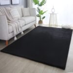 Hochflor Teppich,  Unicolor - Einfarbig, Farbe Schwarz, Teppich für Wohnzimmer, Rücken aus Baumwolle, Größe: 120 cm x 170 cm - Afbeelding 2