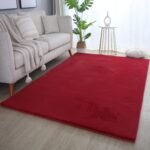 Hochflor Teppich,  Unicolor - Einfarbig, Farbe Rot, Teppich für Wohnzimmer, Rücken aus Baumwolle, Größe: 120 cm x 170 cm - Afbeelding 2