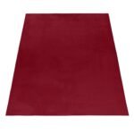 Hochflor Teppich,  Unicolor - Einfarbig, Farbe Rot, Teppich für Wohnzimmer, Rücken aus Baumwolle, Größe: 120 cm x 170 cm - Afbeelding 3