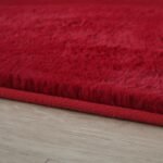 Hochflor Teppich,  Unicolor - Einfarbig, Farbe Rot, Teppich für Wohnzimmer, Rücken aus Baumwolle, Größe: 120 cm x 170 cm - Afbeelding 4