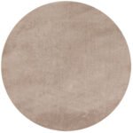 Kurzflor Teppich, Unicolor - Einfarbig, Farbe Beige, Teppich für Wohnzimmer, Rücken aus Anti-rutsch, Größe: 120 cm Rund