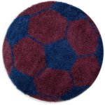 Kinder Teppich,  Fußball-Design, Farbe Marineblau, Teppich für Kinderzimmer, Rücken aus Jute, Größe: 100 cm Rund