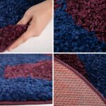 Kinder Teppich,  Fußball-Design, Farbe Marineblau, Teppich für Kinderzimmer, Rücken aus Jute, Größe: 120 cm Rund - Afbeelding 3