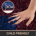 Kinder Teppich,  Fußball-Design, Farbe Marineblau, Teppich für Kinderzimmer, Rücken aus Jute, Größe: 120 cm Rund - Afbeelding 4