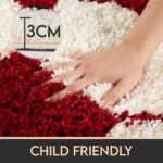 Kinder Teppich,  Fußball-Design, Farbe Rot, Teppich für Kinderzimmer, Rücken aus Jute, Größe: 100 cm Rund - Afbeelding 4