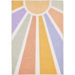 Kinder Teppich, Sonnenstrahlen, Farbe Multi, Teppich für Kinderzimmer, Rücken aus Latex, Größe: 80 x 120 cm