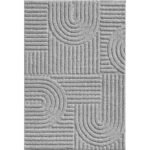 Hochflor Teppich, Skandinavischer Boho, Farbe Silber, Teppich für Wohnzimmer, Rücken aus Jute, Größe: 120 x 170 cm