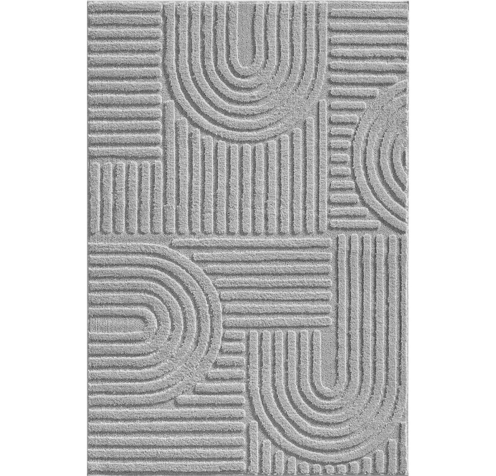 Art Kortpolig vloerkleed Scandinavische boho – Zilver (1121)