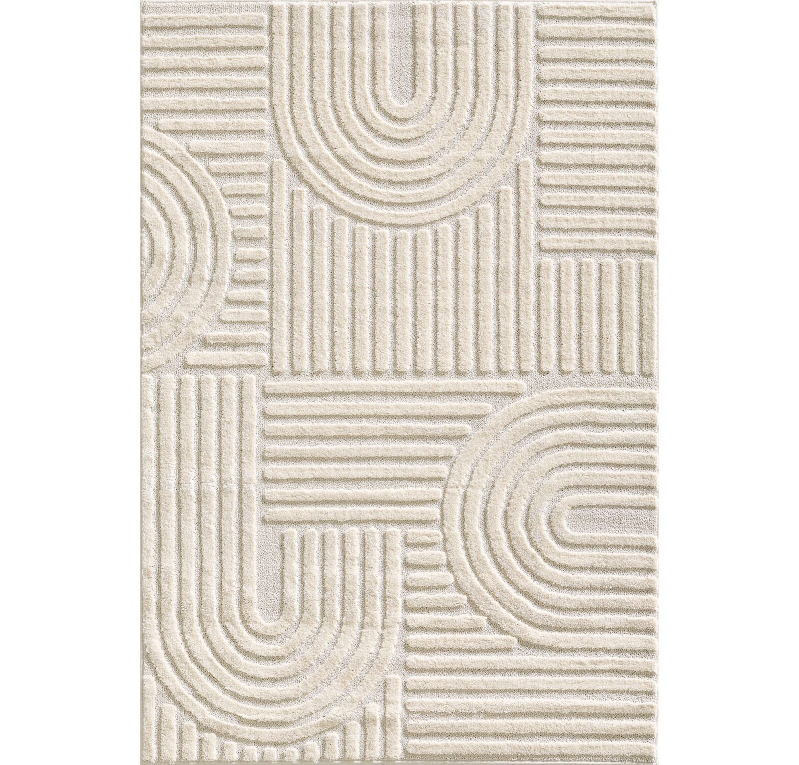 Art Kortpolig vloerkleed Scandinavische boho – Crème (1121)