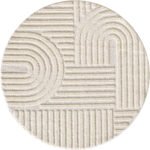 Hochflor Teppich, Skandinavischer Boho, Farbe Creme, Teppich für Wohnzimmer, Rücken aus Jute, Größe: 80 x 80 cm