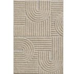 Hochflor Teppich, Skandinavischer Boho, Farbe Beige, Teppich für Wohnzimmer, Rücken aus Jute, Größe: 120 x 170 cm