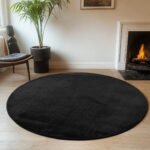 JOY Kortpolig tapijt 160 x 160 cm Zwart - Afbeelding 2