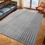 Hochflor Teppich, Skandinavischer Boho, Farbe Silber, Teppich für Wohnzimmer, Rücken aus Jute, Größe: 200 x 290 cm - Afbeelding 2