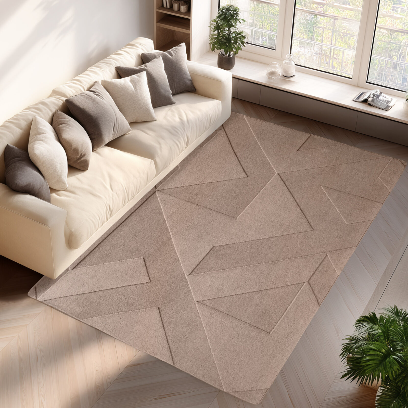 Pompei Kortpolig vloerkleed Geometrisch – Beige (1613)