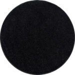 Kurzflor Teppich,  Unicolor - Einfarbig, Farbe Anthrazit, Teppich für Wohnzimmer, Rücken aus Filz, Größe: 200 cm Rund