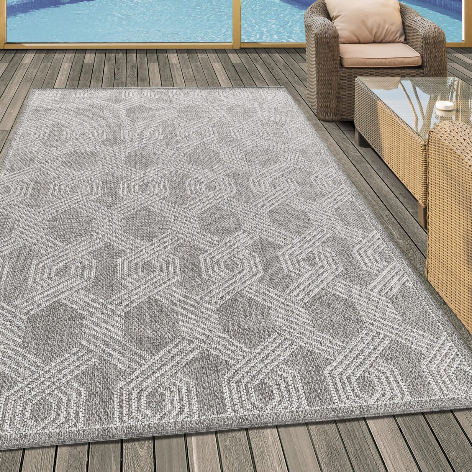 Aruba Buitenkleed Geometrisch – Grijs (4904)