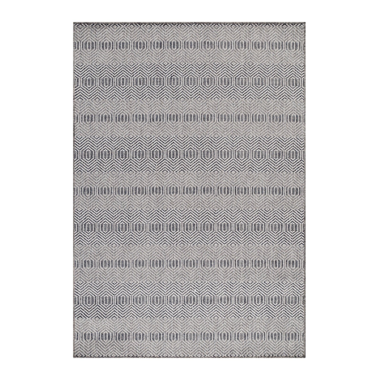 5671 Outdoor Teppich, Boho-Design, Farbe Grau, Teppich für Terasse-Balkon-Küche, Rücken aus Polypropylen, Größe: 120 cm x 170 cm - Afbeelding 1