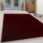 Kurzflor Teppich,  Unicolor - Einfarbig, Farbe Rot, Teppich für Wohnzimmer, Rücken aus Filz, Größe: 80 x 250 cm - Afbeelding 2