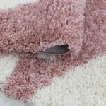 Hochflor Teppich,  Geometrisch Design, Farbe Rosa, Teppich für Wohnzimmer, Rücken aus Jute, Größe: 60 x 110 cm - Afbeelding 5