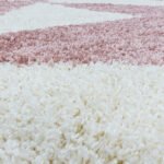 Hochflor Teppich,  Geometrisch Design, Farbe Rosa, Teppich für Wohnzimmer, Rücken aus Jute, Größe: 60 x 110 cm - Afbeelding 6