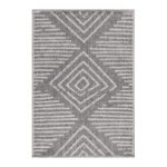 Outdoor Teppich,  Gestreift Design, Farbe Grau, Teppich für Terasse-Balkon-Küche, Rücken aus Polypropylen, Größe: 60 x 100 cm
