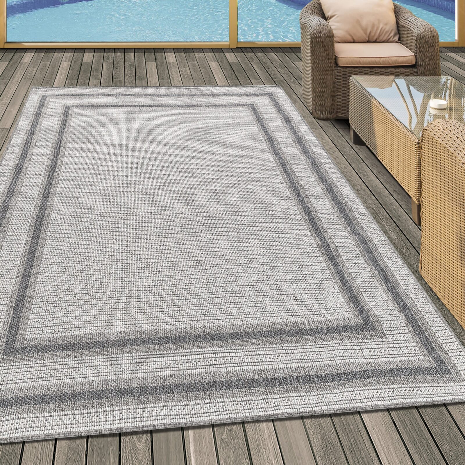 Aruba Buitenkleed Met rand – Crème (4901)