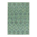 Outdoor Teppich,  Boho-Design, Farbe Grün, Teppich für Terasse-Balkon-Küche, Rücken aus Polypropylen, Größe: 80 x 250 cm