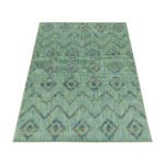 Outdoor Teppich,  Boho-Design, Farbe Grün, Teppich für Terasse-Balkon-Küche, Rücken aus Polypropylen, Größe: 80 x 250 cm - Afbeelding 3