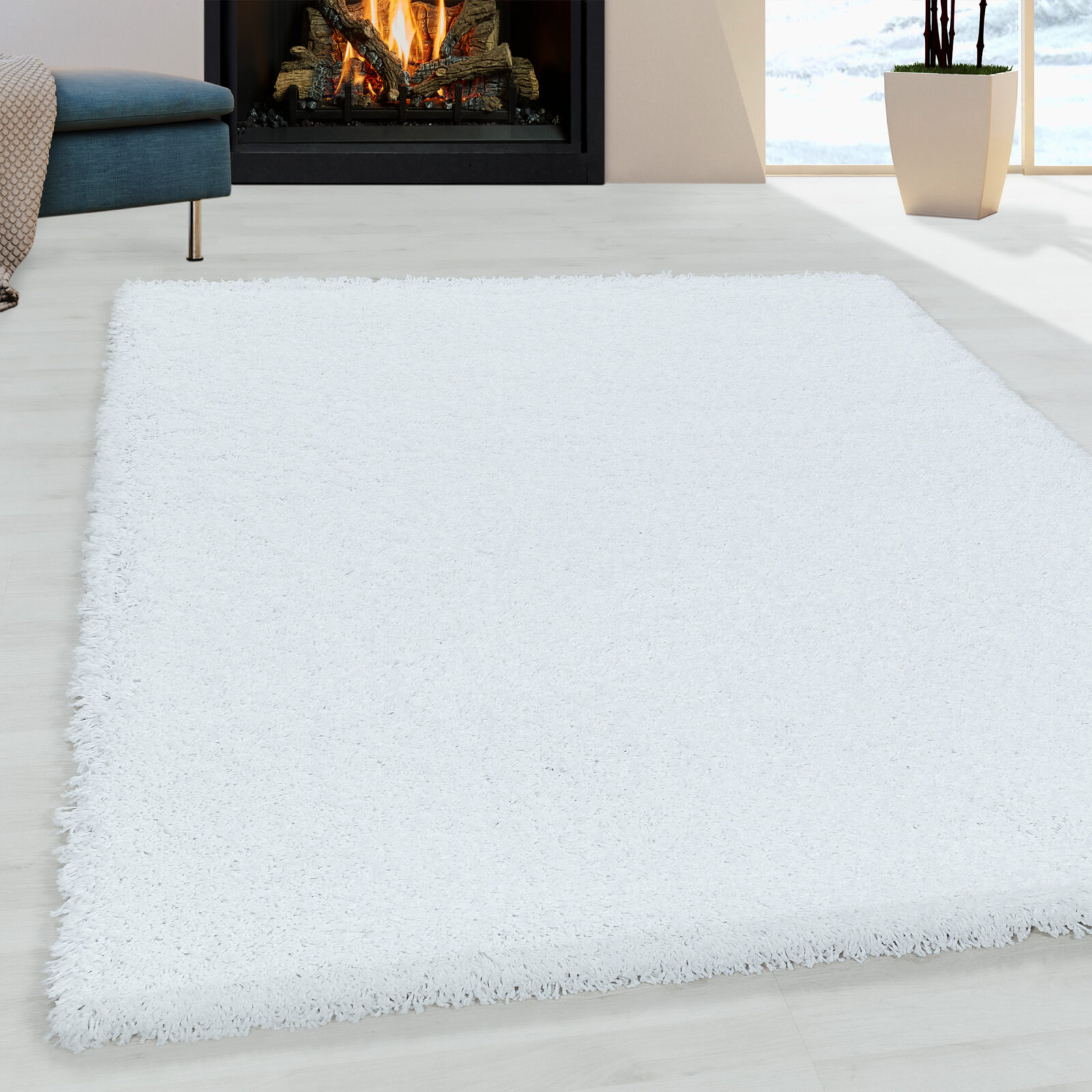 Sydney Hoogpolig vloerkleed Effen – Wit (3000)