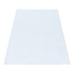 Hochflor Teppich,  Unicolor - Einfarbig, Farbe Weiß, Teppich für Wohnzimmer, Rücken aus Jute, Größe: 140 x 200 cm - Afbeelding 3