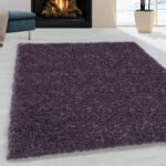 Hochflor Teppich,  Unicolor - Einfarbig, Farbe VIOLETT, Teppich für Wohnzimmer, Rücken aus Jute, Größe: 60 x 110 cm - Afbeelding 2