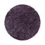 Hochflor Teppich,  Unicolor - Einfarbig, Farbe VIOLETT, Teppich für Wohnzimmer, Rücken aus Jute, Größe: 160 cm Rund